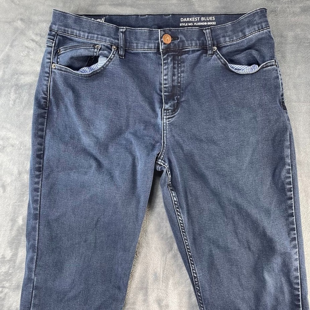 Mugsy Darkest Blues Jeans Mens 36x32 Fits 36x32 Blue Straight Leg Stretch Denim - Picture 2 of 10